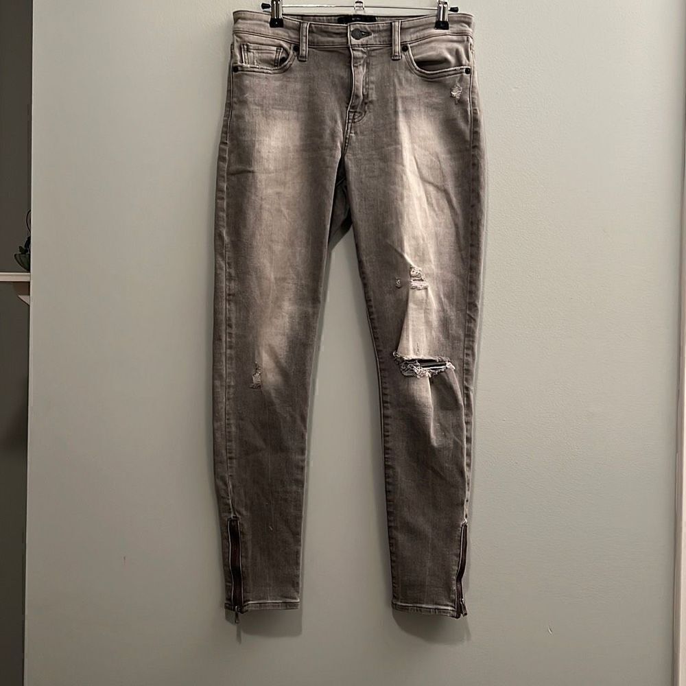 Lucky Brand Ava Women's Gray Mid-Rise Distressed Super Skinny Jeans